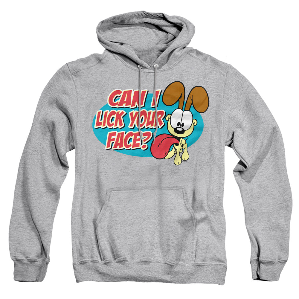 AN OFFCIALLY LICENSED GARFIELD QUESTION ADULT UNISEX PULLOVER HOODIE ATHLETIC HEATHER