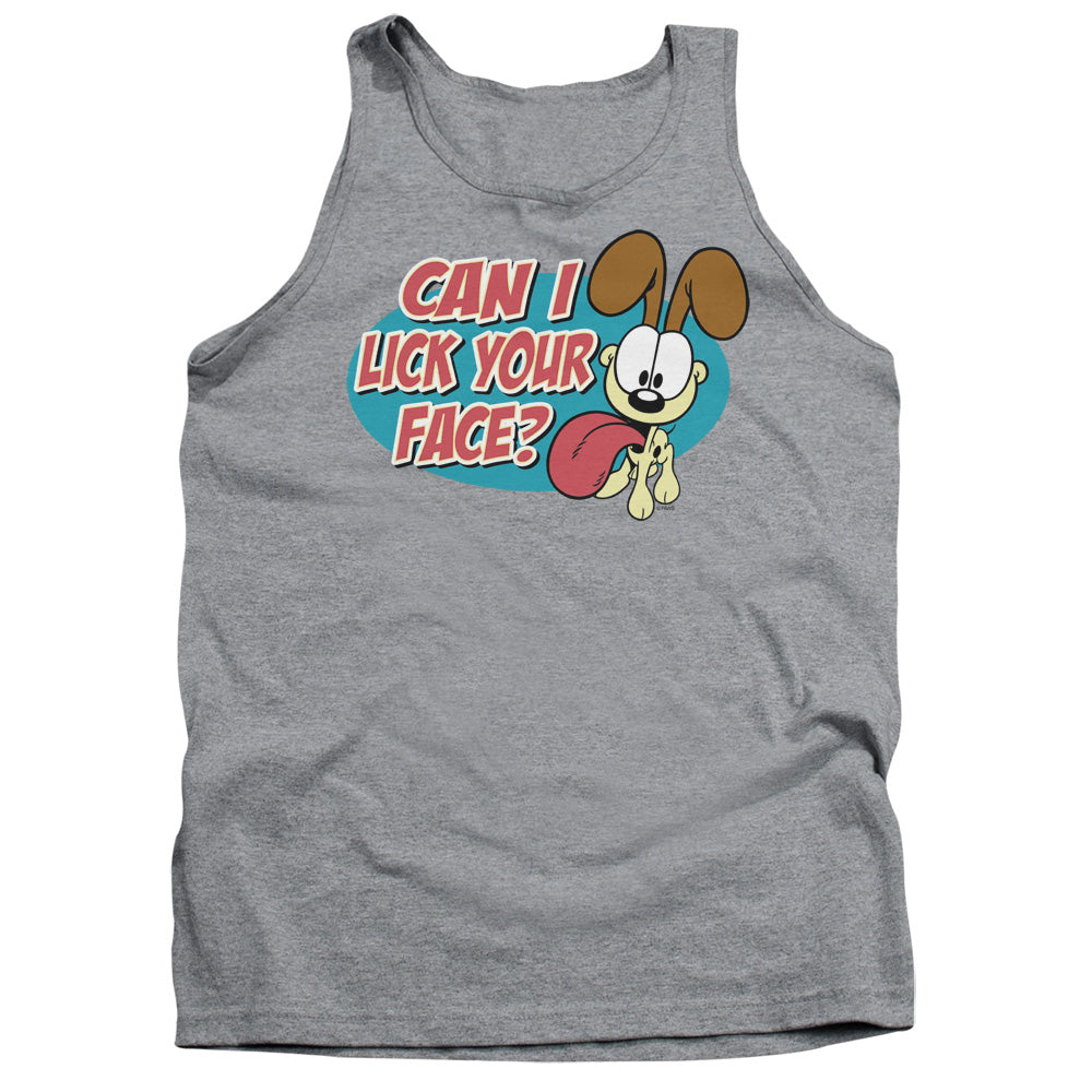 AN OFFCIALLY LICENSED GARFIELD QUESTION ADULT UNISEX TANK TOP ATHLETIC HEATHER