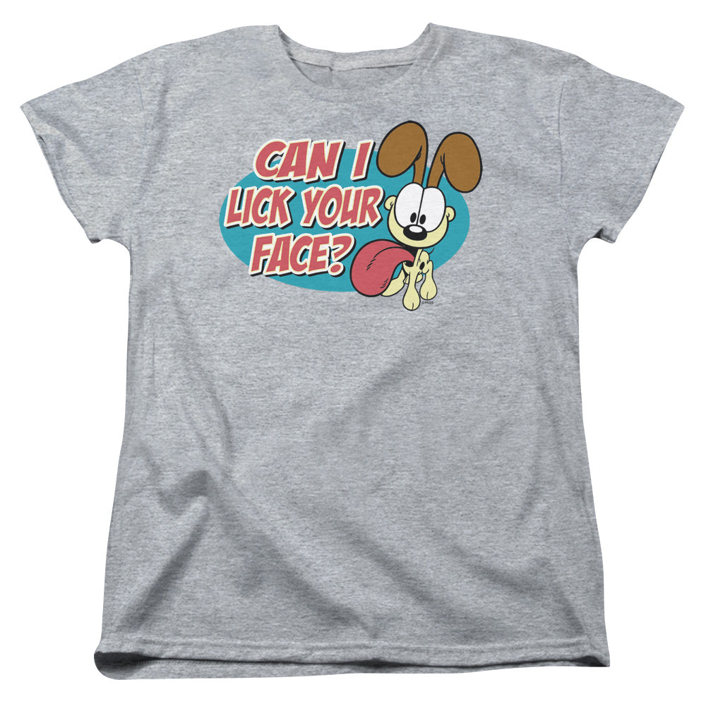 AN OFFCIALLY LICENSED GARFIELD QUESTION WOMEN'S REGULAR FIT T-SHIRT ATHLETIC HEATHER