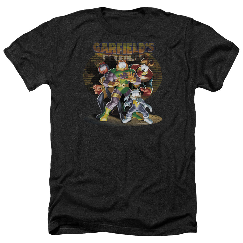 AN OFFCIALLY LICENSED GARFIELD SPOTLIGHT MEN'S HEATHER T-SHIRT CHARCOAL