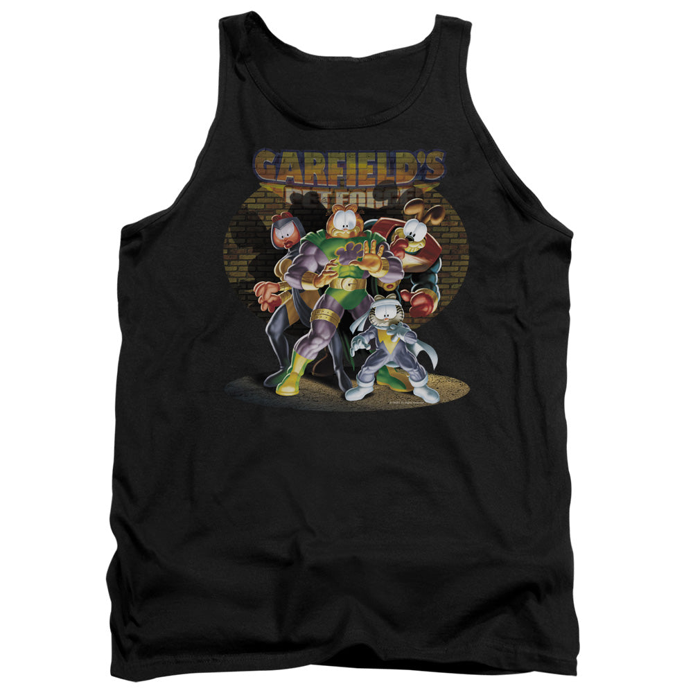 AN OFFCIALLY LICENSED GARFIELD SPOTLIGHT ADULT UNISEX TANK TOP BLACK