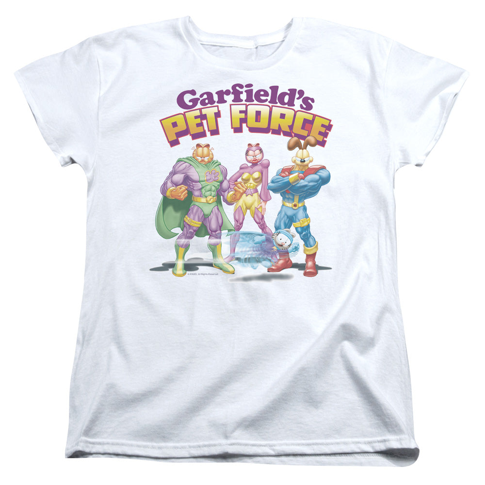 AN OFFCIALLY LICENSED GARFIELD HEROES AWAIT WOMEN'S REGULAR FIT T-SHIRT WHITE