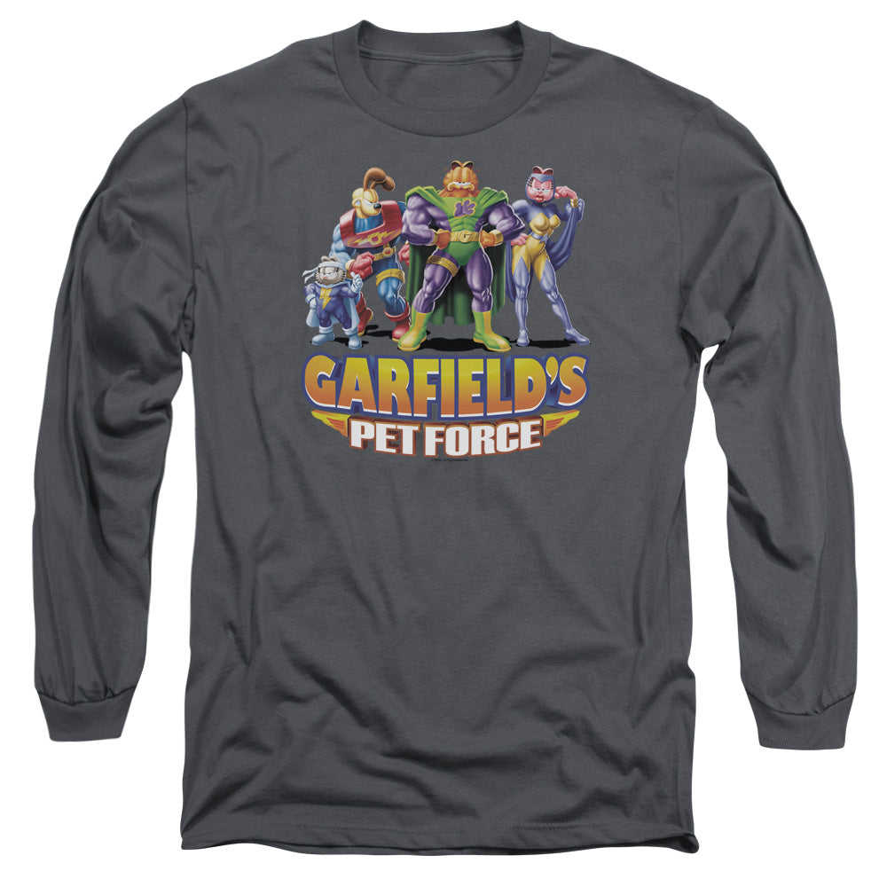 AN OFFCIALLY LICENSED GARFIELD BEYOND MEN'S LONG SLEEVE T-SHIRT CHARCOAL