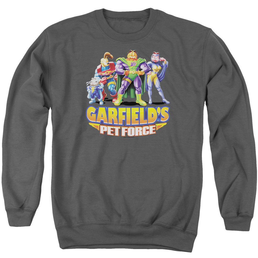 AN OFFCIALLY LICENSED GARFIELD BEYOND ADULT UNISEX CREWNECK SWEATSHIRT CHARCOAL