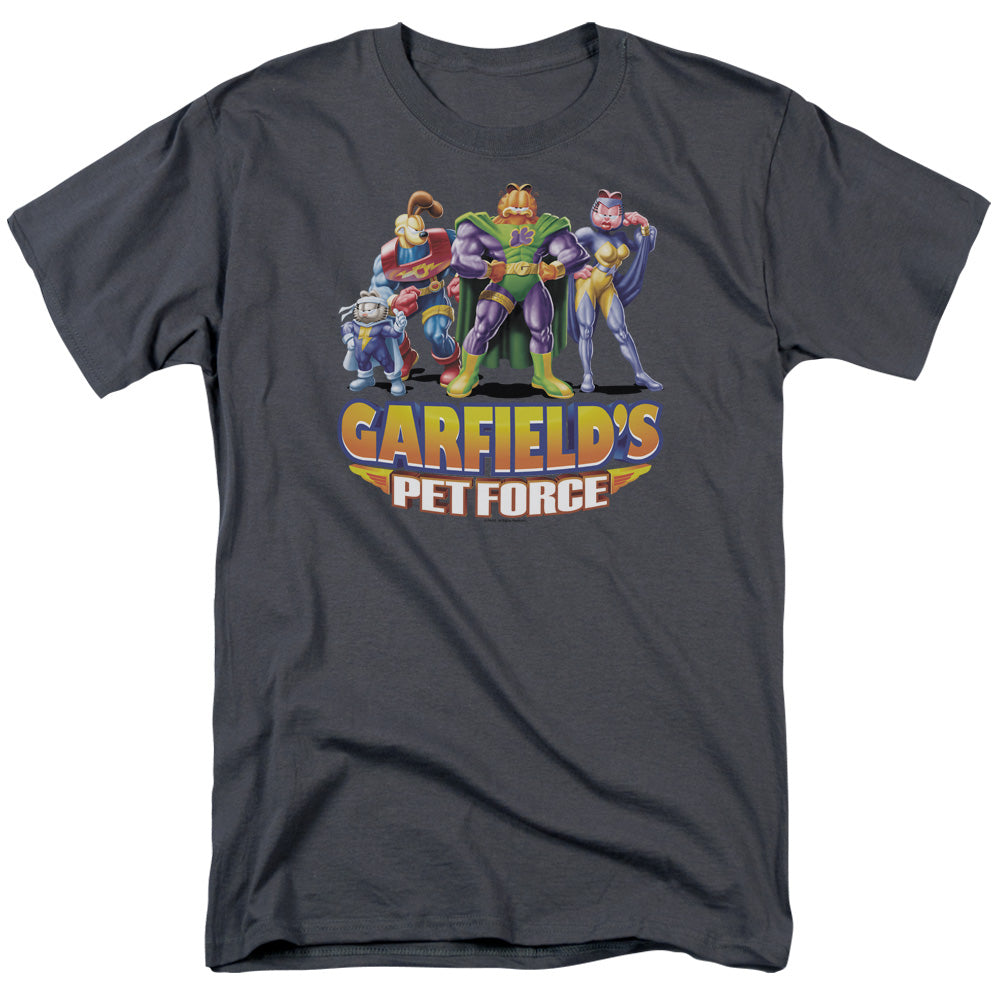 AN OFFCIALLY LICENSED GARFIELD BEYOND MEN'S REGULAR FIT T-SHIRT CHARCOAL