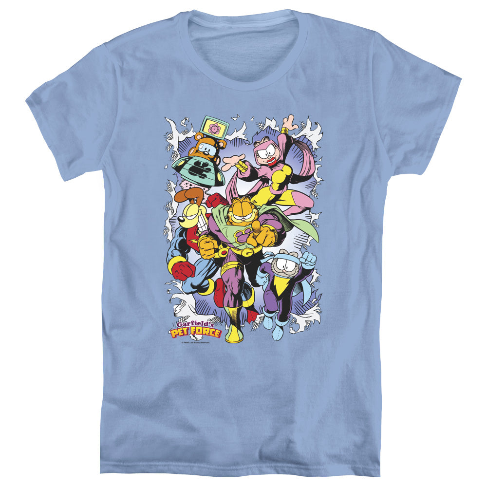 AN OFFCIALLY LICENSED GARFIELD RIPPED WOMEN'S REGULAR FIT T-SHIRT CAROLINA BLUE