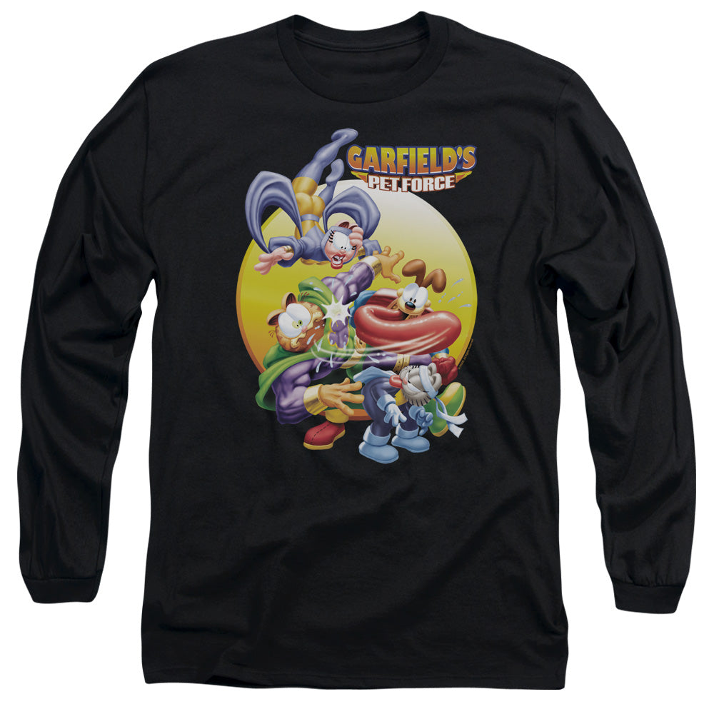 AN OFFCIALLY LICENSED GARFIELD TONGUE OF DOOM MEN'S LONG SLEEVE T-SHIRT BLACK