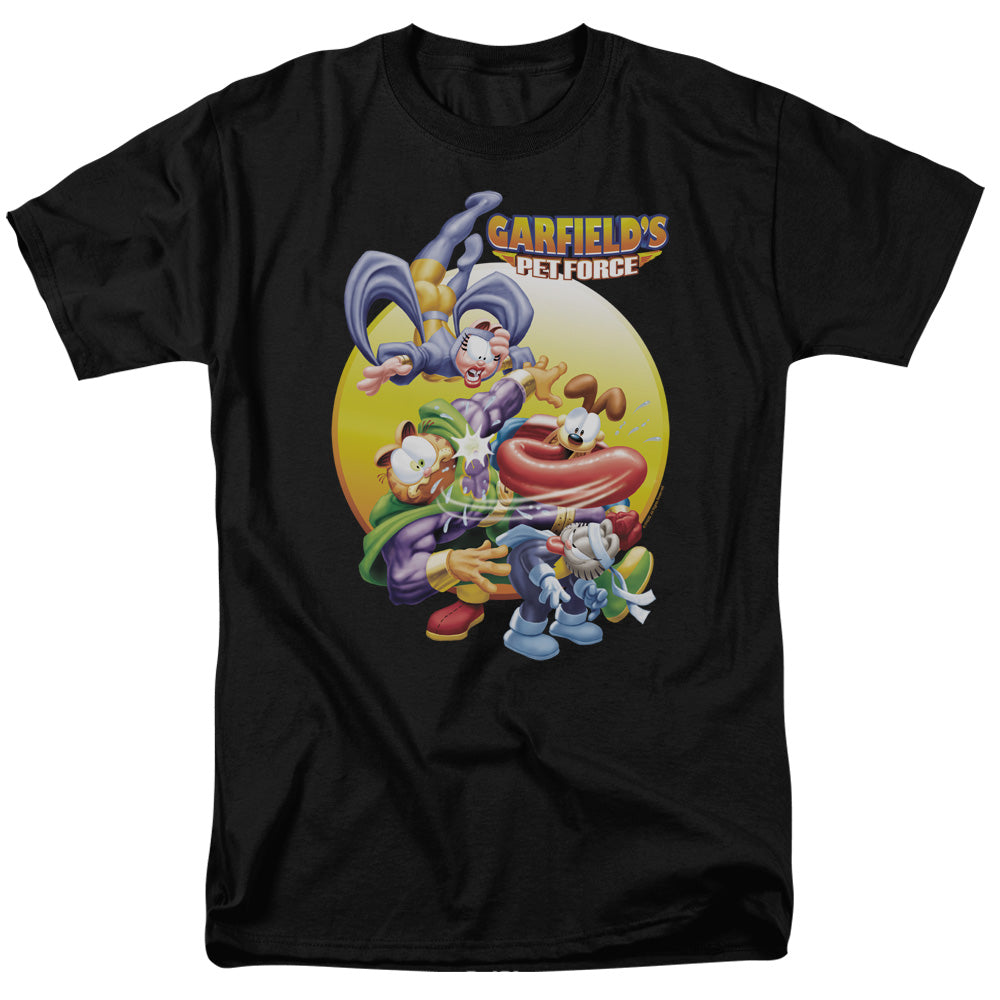 AN OFFCIALLY LICENSED GARFIELD TONGUE OF DOOM MEN'S REGULAR FIT T-SHIRT BLACK