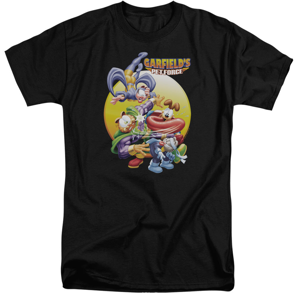 AN OFFCIALLY LICENSED GARFIELD TONGUE OF DOOM MEN'S TALL FIT T-SHIRT BLACK