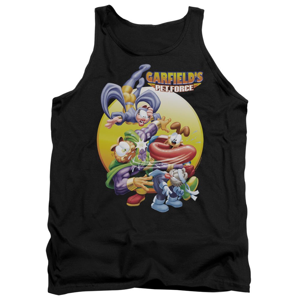 AN OFFCIALLY LICENSED GARFIELD TONGUE OF DOOM ADULT UNISEX TANK TOP BLACK