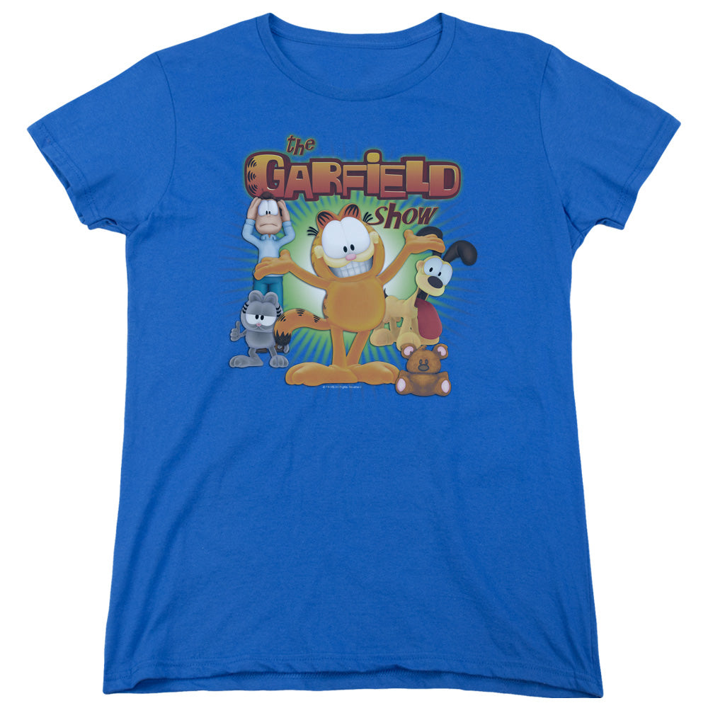 AN OFFCIALLY LICENSED GARFIELD THE GARFIELD SHOW WOMEN'S REGULAR FIT T-SHIRT ROYAL