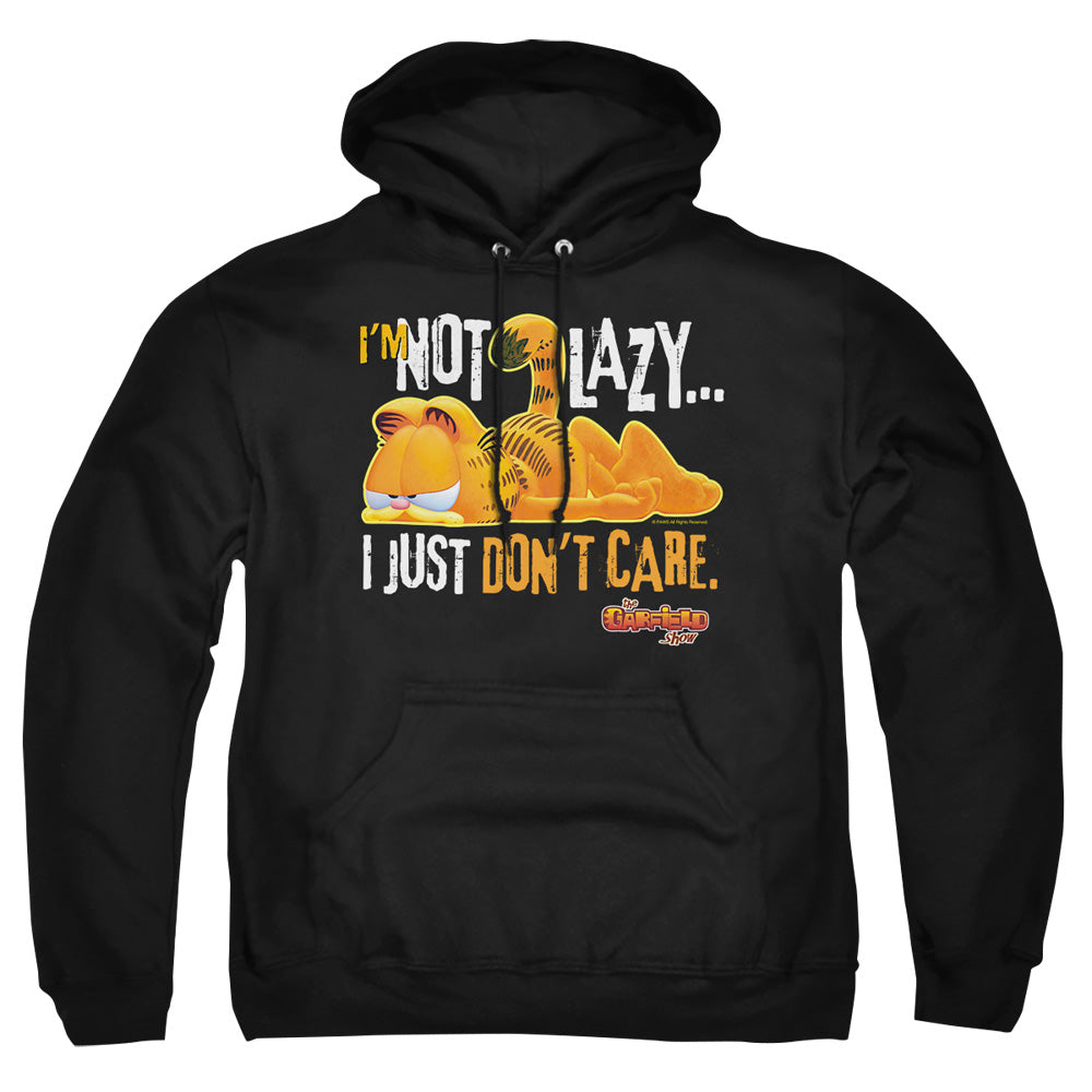 AN OFFCIALLY LICENSED GARFIELD NOT LAZY ADULT UNISEX PULLOVER HOODIE BLACK