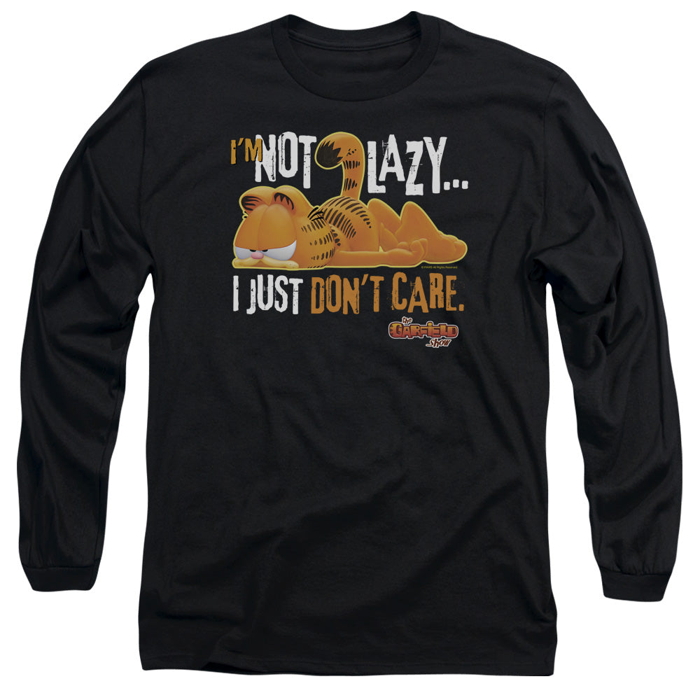 AN OFFCIALLY LICENSED GARFIELD NOT LAZY MEN'S LONG SLEEVE T-SHIRT BLACK