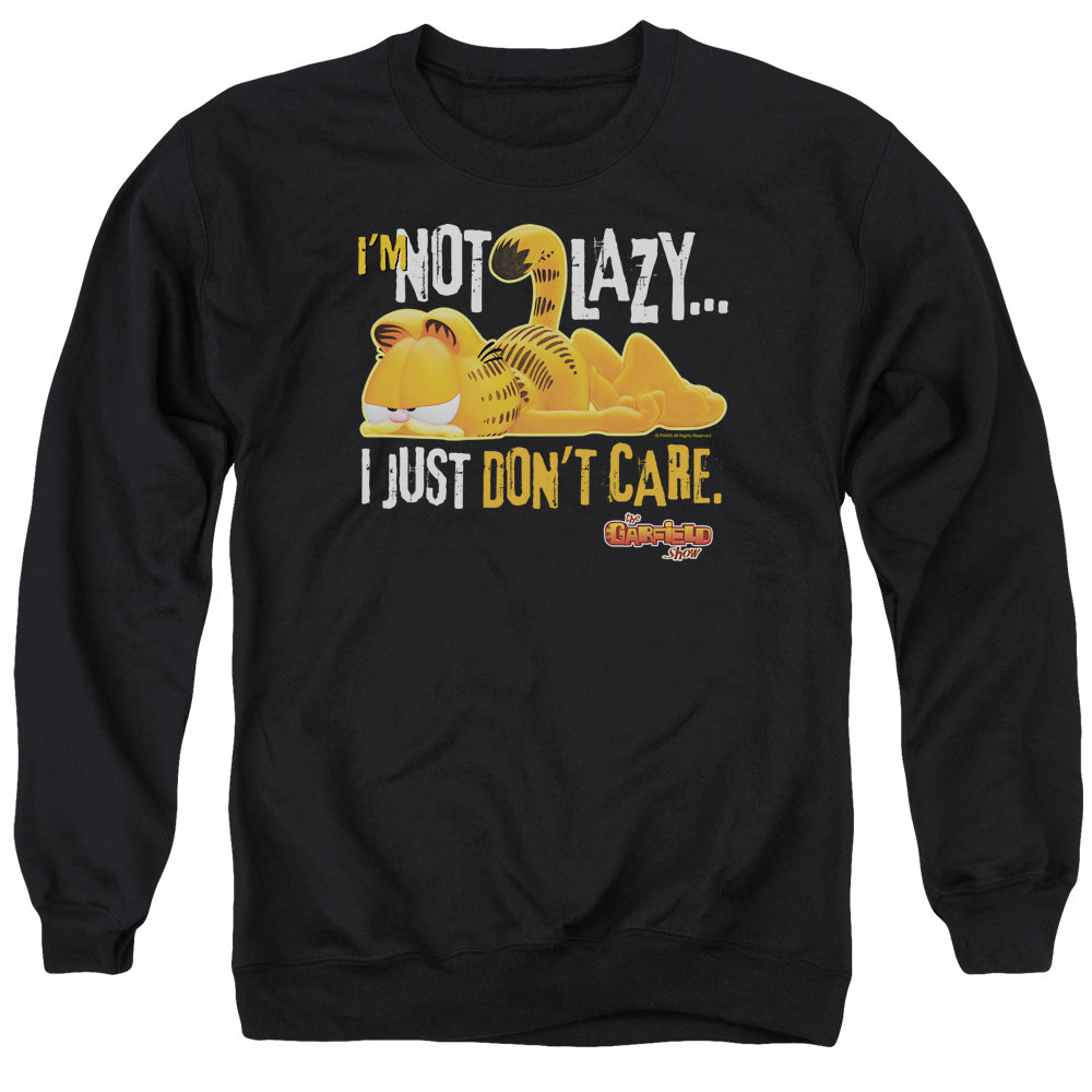 AN OFFCIALLY LICENSED GARFIELD NOT LAZY ADULT UNISEX CREWNECK SWEATSHIRT BLACK