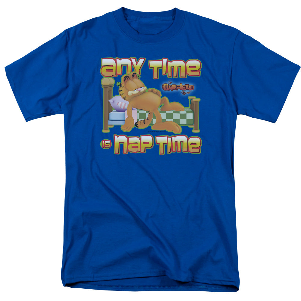 AN OFFCIALLY LICENSED GARFIELD NAP TIME MEN'S REGULAR FIT T-SHIRT ROYAL