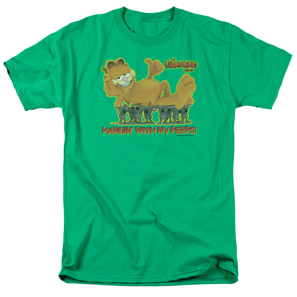 AN OFFCIALLY LICENSED GARFIELD MY PEEPS MEN'S REGULAR FIT T-SHIRT KELLY GREEN