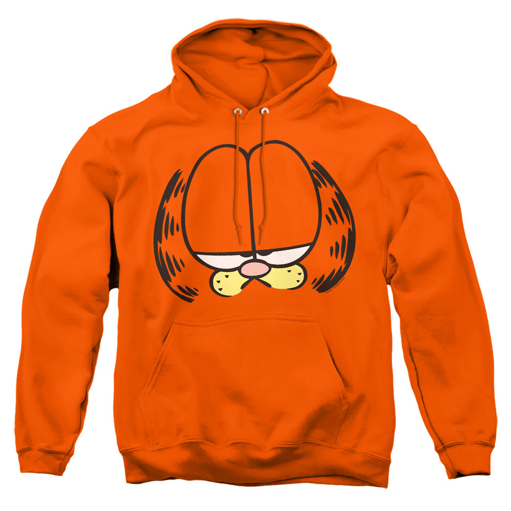 AN OFFCIALLY LICENSED GARFIELD BIG HEAD ADULT UNISEX PULLOVER HOODIE ORANGE