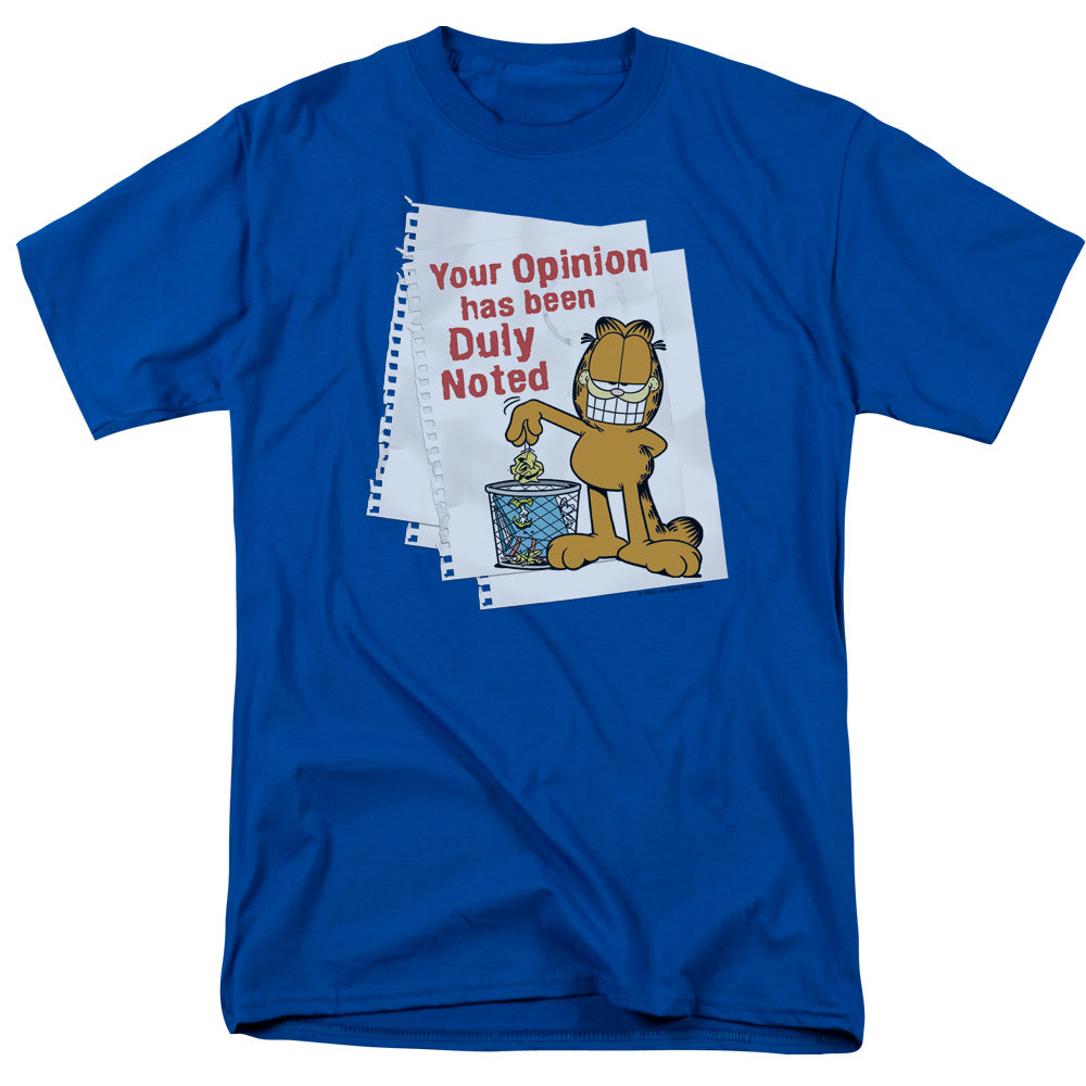 AN OFFCIALLY LICENSED GARFIELD DULY NOTED MEN'S REGULAR FIT T-SHIRT ROYAL