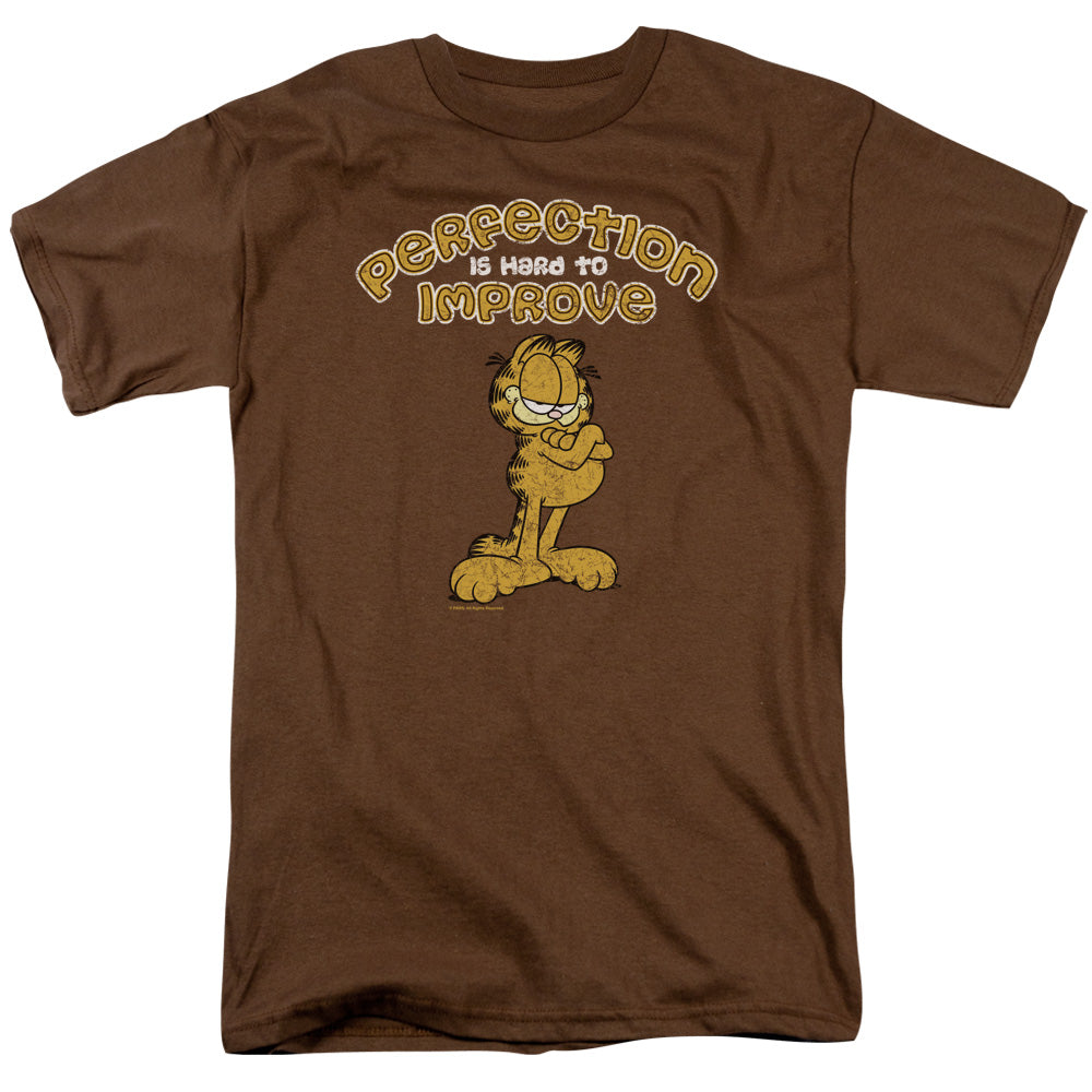 AN OFFCIALLY LICENSED GARFIELD PERFECT MEN'S REGULAR FIT T-SHIRT COFFEE