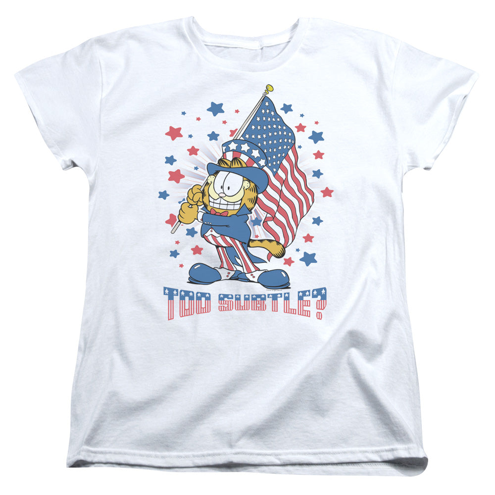 AN OFFCIALLY LICENSED GARFIELD SUBTLE WOMEN'S REGULAR FIT T-SHIRT WHITE