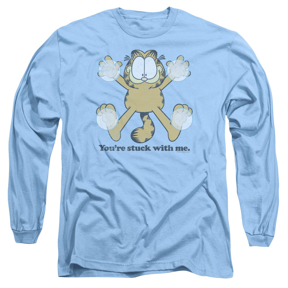 AN OFFCIALLY LICENSED GARFIELD STUCK MEN'S LONG SLEEVE T-SHIRT CAROLINA BLUE