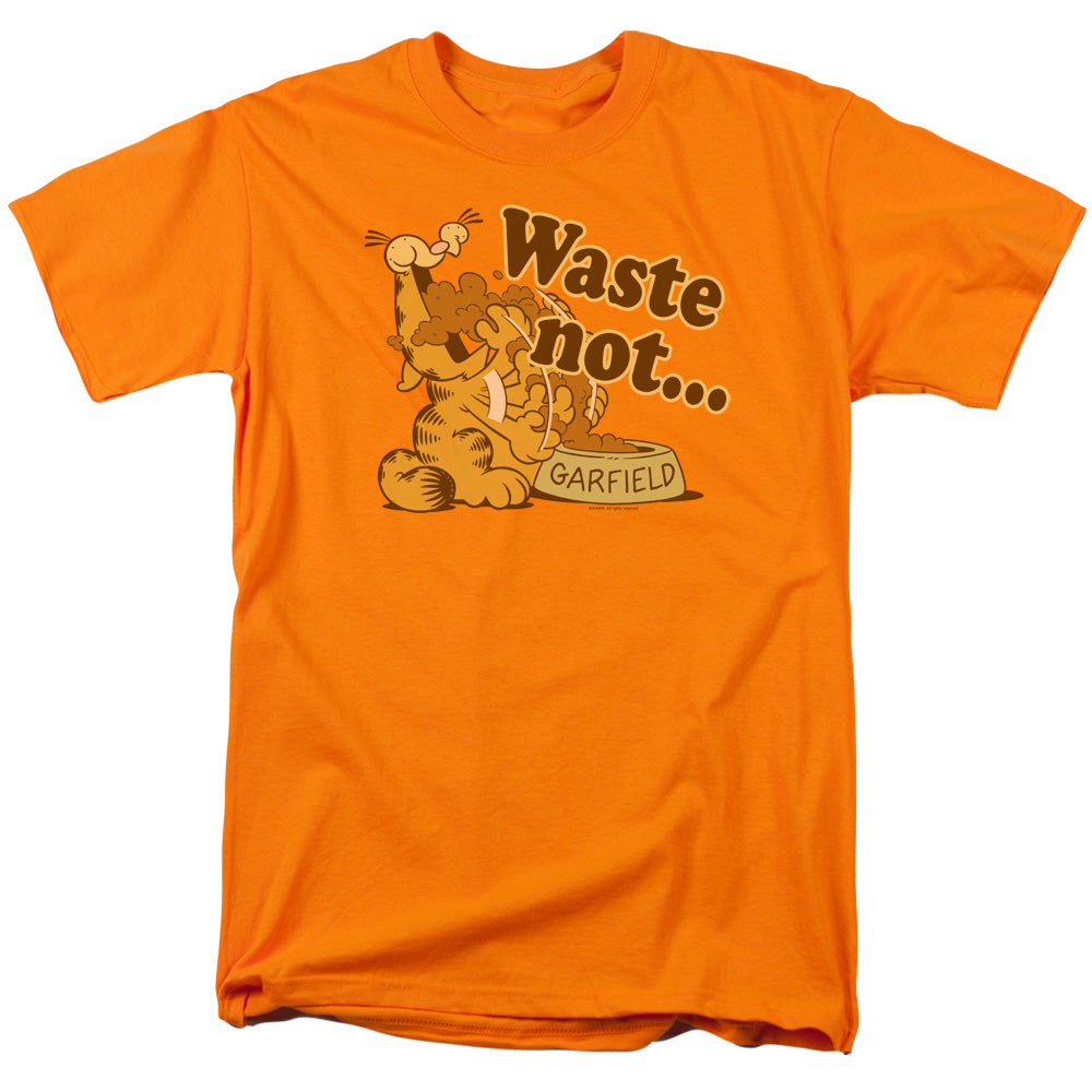 AN OFFCIALLY LICENSED GARFIELD WASTE NOT MEN'S REGULAR FIT T-SHIRT ORANGE