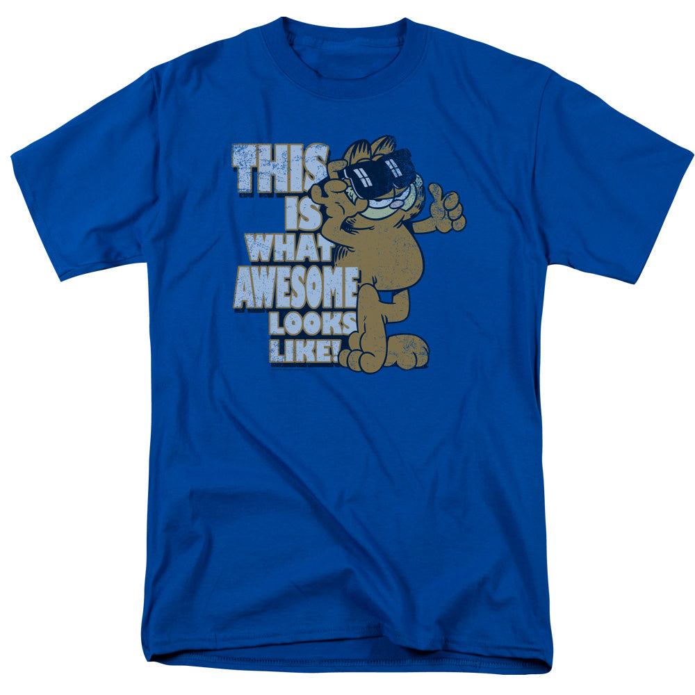 AN OFFCIALLY LICENSED GARFIELD AWESOME MEN'S REGULAR FIT T-SHIRT ROYAL