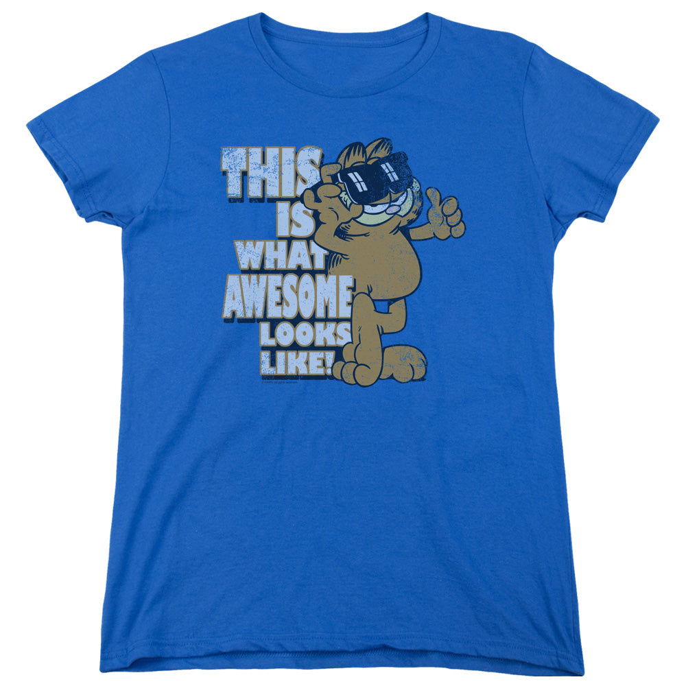 AN OFFCIALLY LICENSED GARFIELD AWESOME WOMEN'S REGULAR FIT T-SHIRT ROYAL