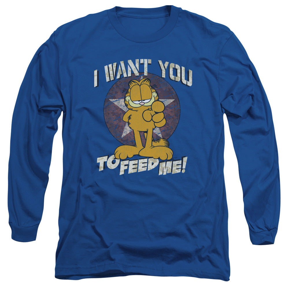 AN OFFCIALLY LICENSED GARFIELD I WANT YOU MEN'S LONG SLEEVE T-SHIRT ROYAL