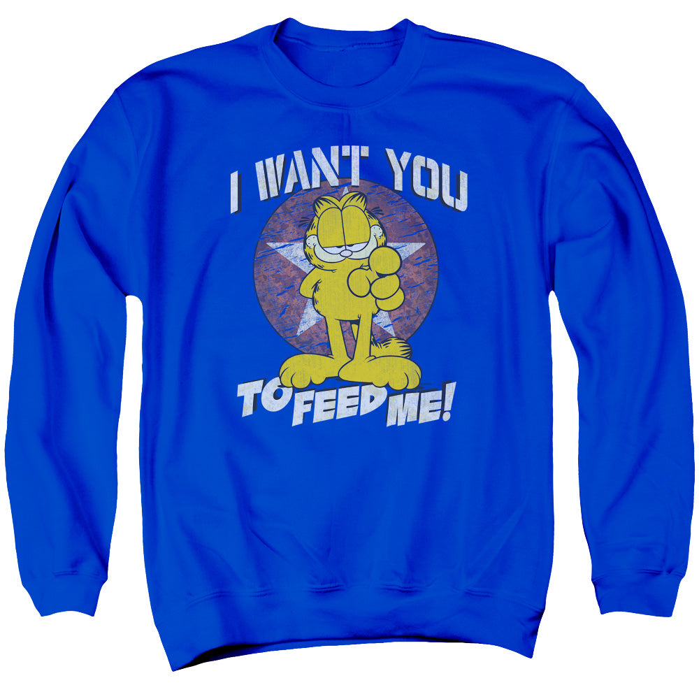 AN OFFCIALLY LICENSED GARFIELD I WANT YOU ADULT UNISEX CREWNECK SWEATSHIRT ROYAL