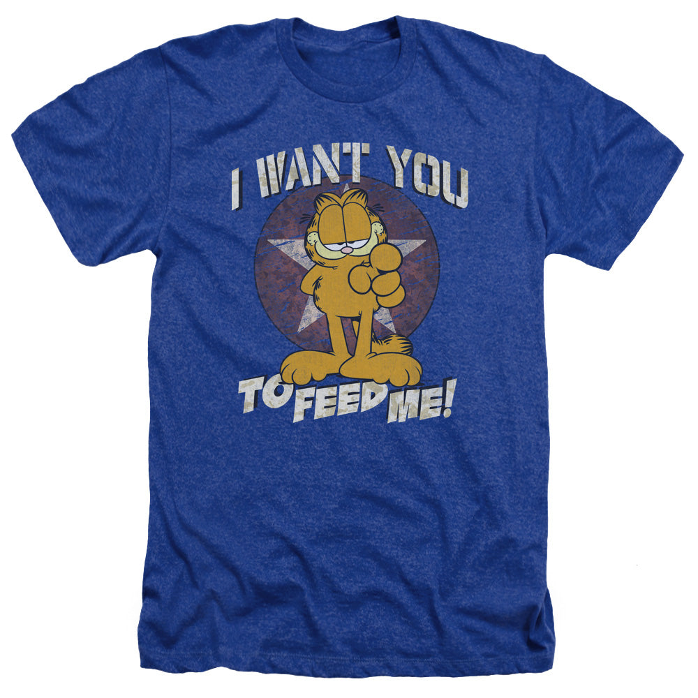 AN OFFCIALLY LICENSED GARFIELD I WANT YOU MEN'S HEATHER T-SHIRT ROYAL
