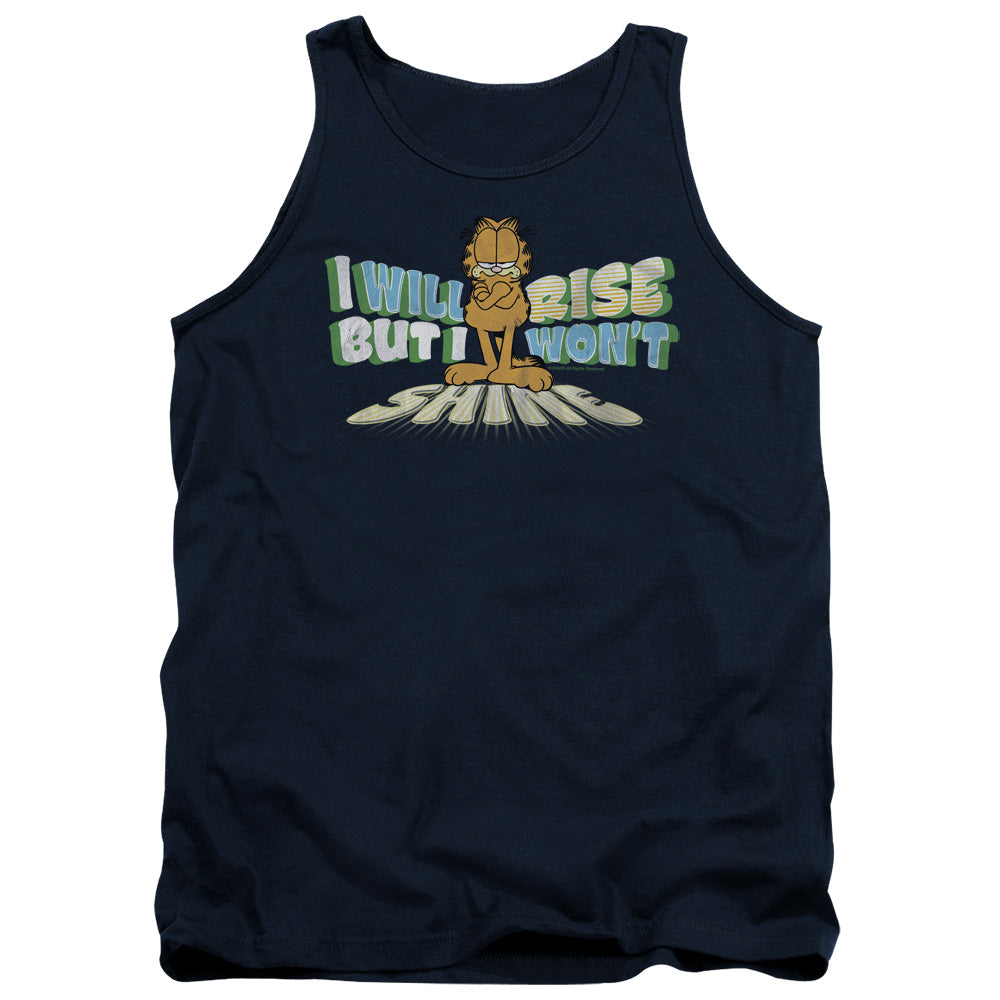 AN OFFCIALLY LICENSED GARFIELD RISE NOT SHINE ADULT UNISEX TANK TOP NAVY