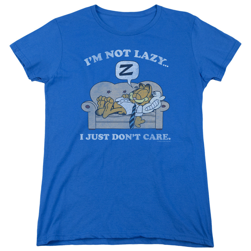 AN OFFCIALLY LICENSED GARFIELD NOT LAZY WOMEN'S REGULAR FIT T-SHIRT ROYAL