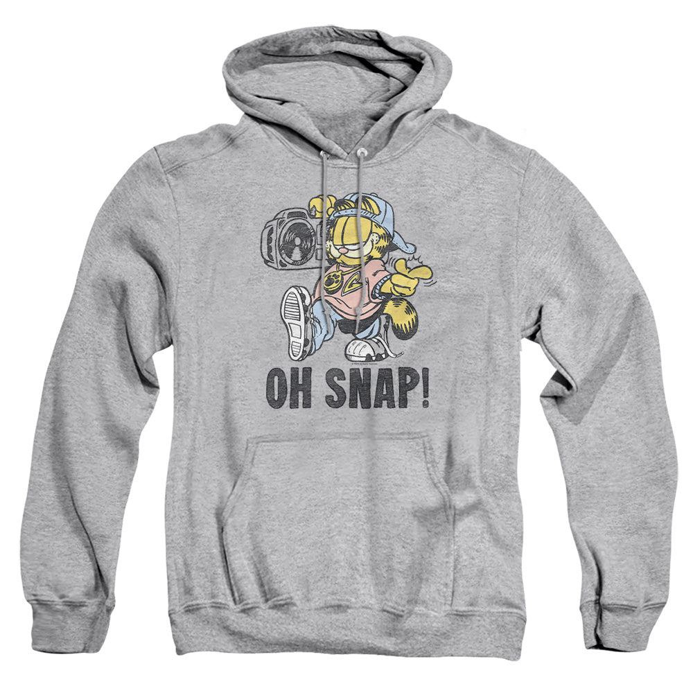 AN OFFCIALLY LICENSED GARFIELD OH SNAP ADULT UNISEX PULLOVER HOODIE ATHLETIC HEATHER