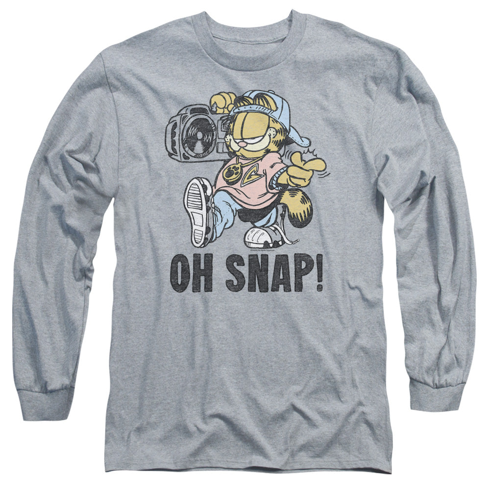 AN OFFCIALLY LICENSED GARFIELD OH SNAP MEN'S LONG SLEEVE T-SHIRT ATHLETIC HEATHER