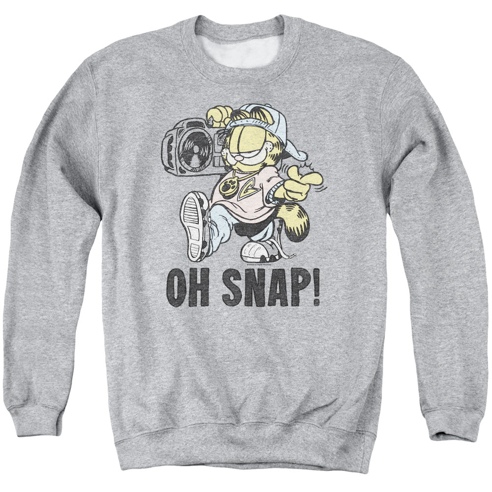 AN OFFCIALLY LICENSED GARFIELD OH SNAP ADULT UNISEX CREWNECK SWEATSHIRT ATHLETIC HEATHER