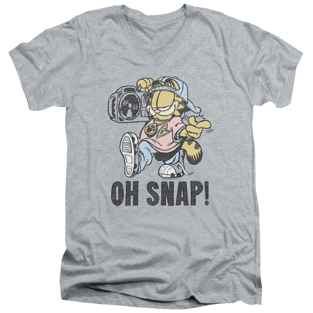 AN OFFCIALLY LICENSED GARFIELD OH SNAP MEN'S V-NECK T-SHIRT ATHLETIC HEATHER