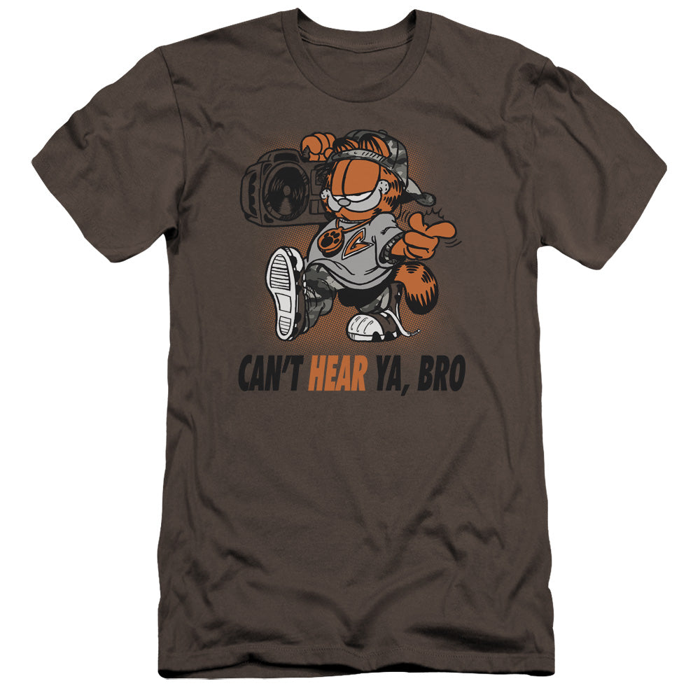 AN OFFCIALLY LICENSED GARFIELD OH SNAP MEN'S PREMIUM SLIM FIT T-SHIRT CHARCOAL
