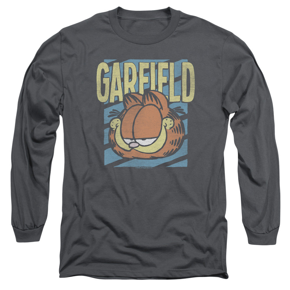 AN OFFCIALLY LICENSED GARFIELD RAD GARFIELD MEN'S LONG SLEEVE T-SHIRT CHARCOAL