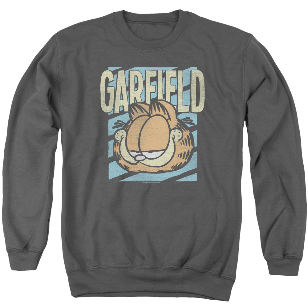 AN OFFCIALLY LICENSED GARFIELD RAD GARFIELD ADULT UNISEX CREWNECK SWEATSHIRT CHARCOAL