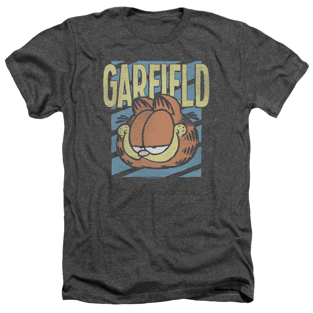 AN OFFCIALLY LICENSED GARFIELD RAD GARFIELD MEN'S HEATHER T-SHIRT CHARCOAL