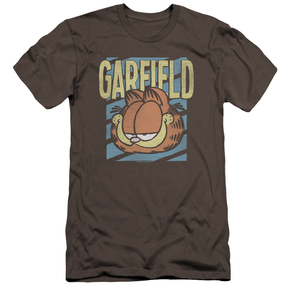 AN OFFCIALLY LICENSED GARFIELD RAD GARFIELD MEN'S PREMIUM SLIM FIT T-SHIRT CHARCOAL