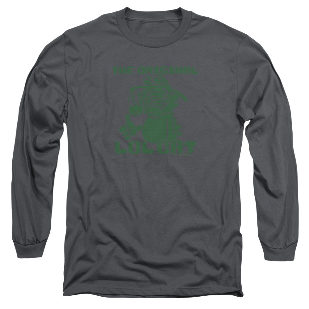 AN OFFCIALLY LICENSED GARFIELD OG LOL MEN'S LONG SLEEVE T-SHIRT CHARCOAL