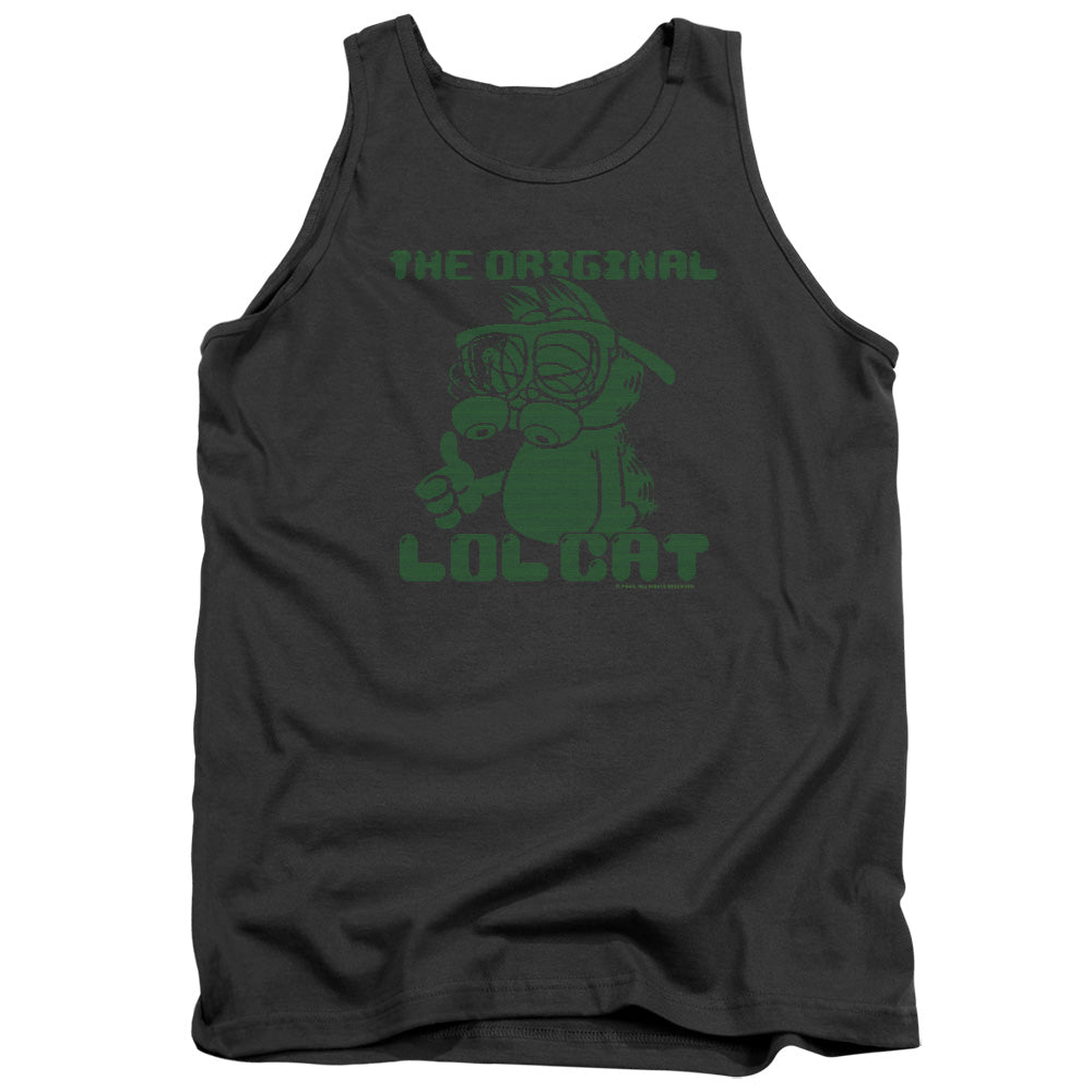 AN OFFCIALLY LICENSED GARFIELD OG LOL ADULT UNISEX TANK TOP CHARCOAL