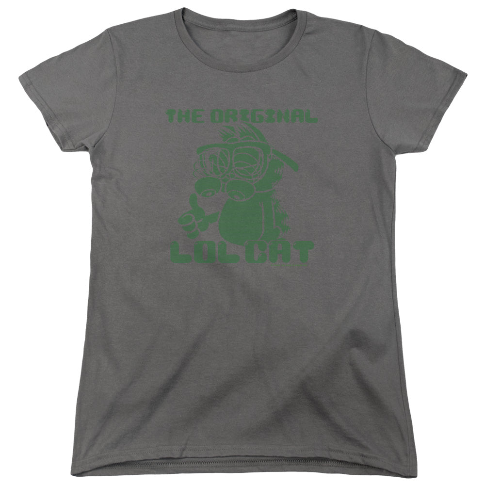 AN OFFCIALLY LICENSED GARFIELD OG LOL WOMEN'S REGULAR FIT T-SHIRT CHARCOAL