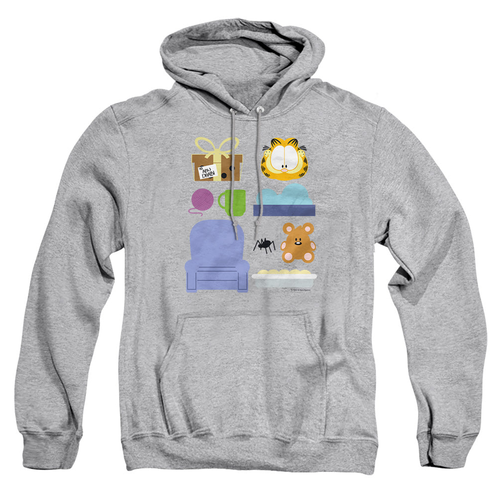 AN OFFCIALLY LICENSED GARFIELD GIFT SET ADULT UNISEX PULLOVER HOODIE ATHLETIC HEATHER