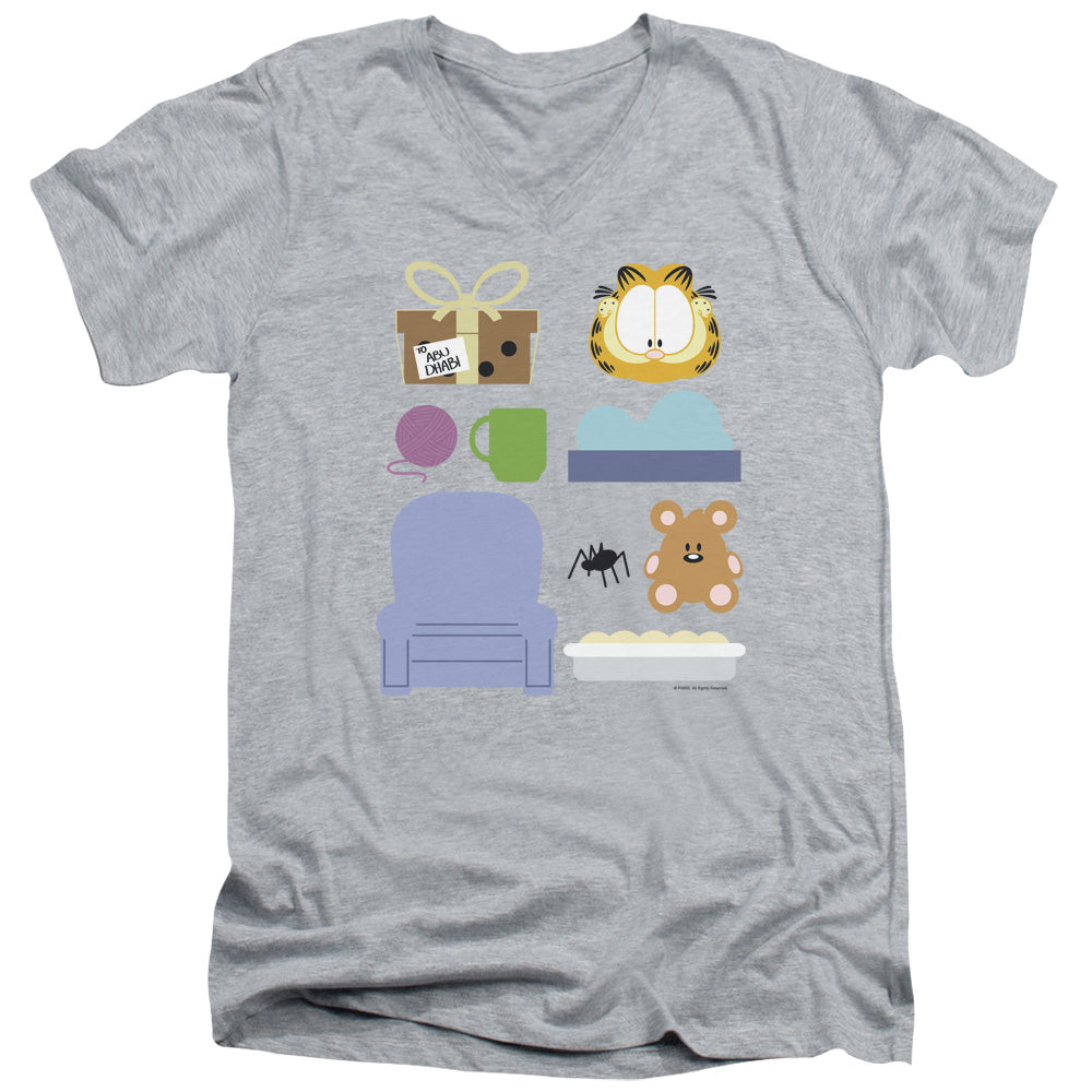 AN OFFCIALLY LICENSED GARFIELD GIFT SET MEN'S V-NECK T-SHIRT ATHLETIC HEATHER