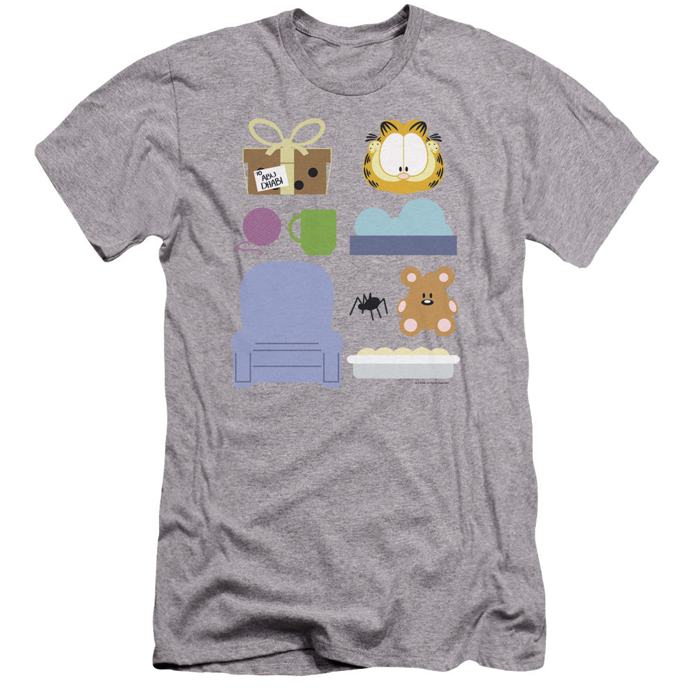 AN OFFCIALLY LICENSED GARFIELD GIFT SET MEN'S PREMIUM SLIM FIT T-SHIRT ATHLETIC HEATHER