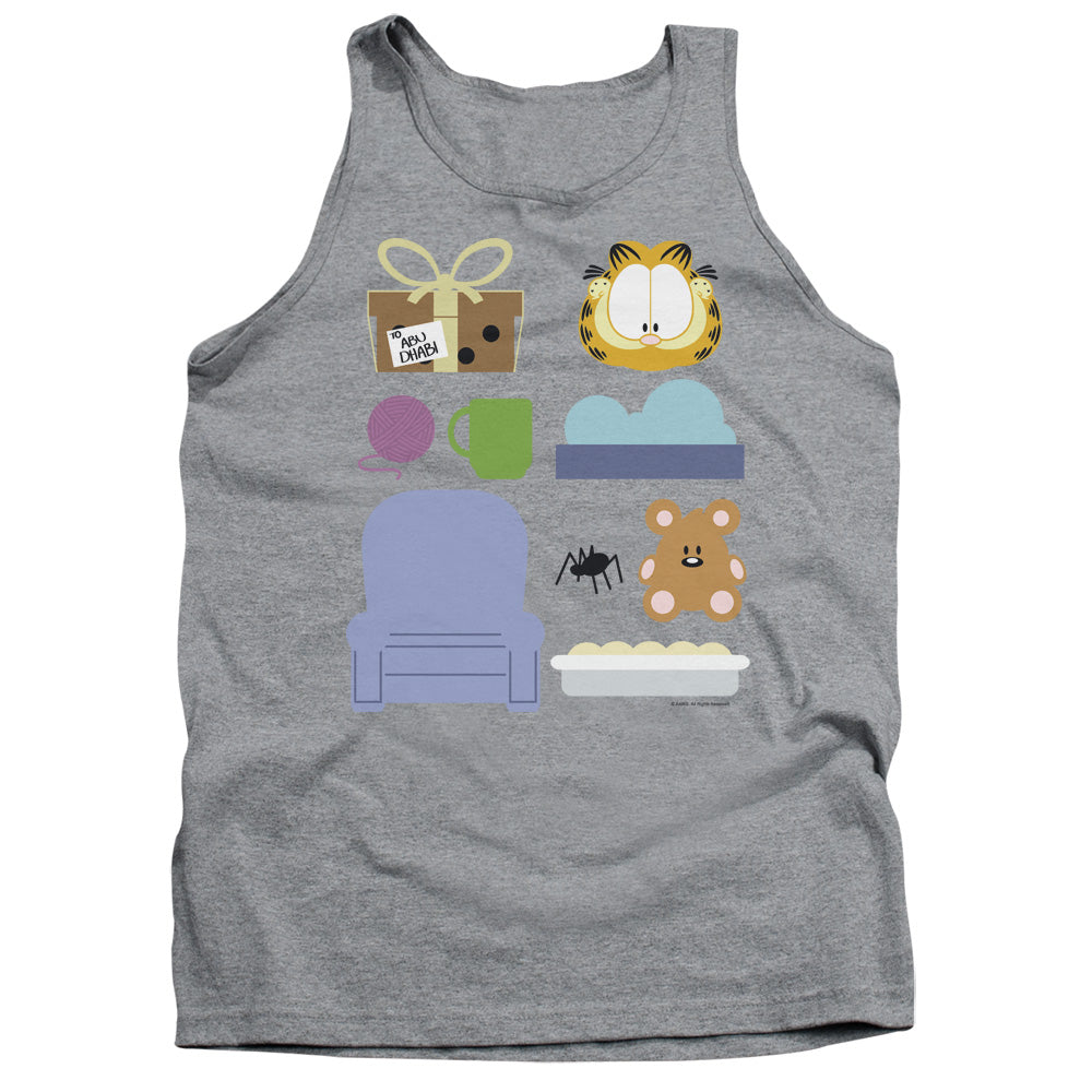 AN OFFCIALLY LICENSED GARFIELD GIFT SET ADULT UNISEX TANK TOP ATHLETIC HEATHER