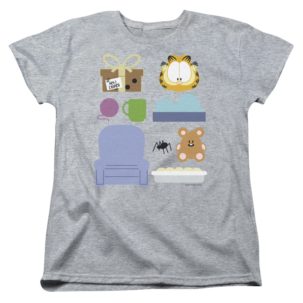 AN OFFCIALLY LICENSED GARFIELD GIFT SET WOMEN'S REGULAR FIT T-SHIRT ATHLETIC HEATHER